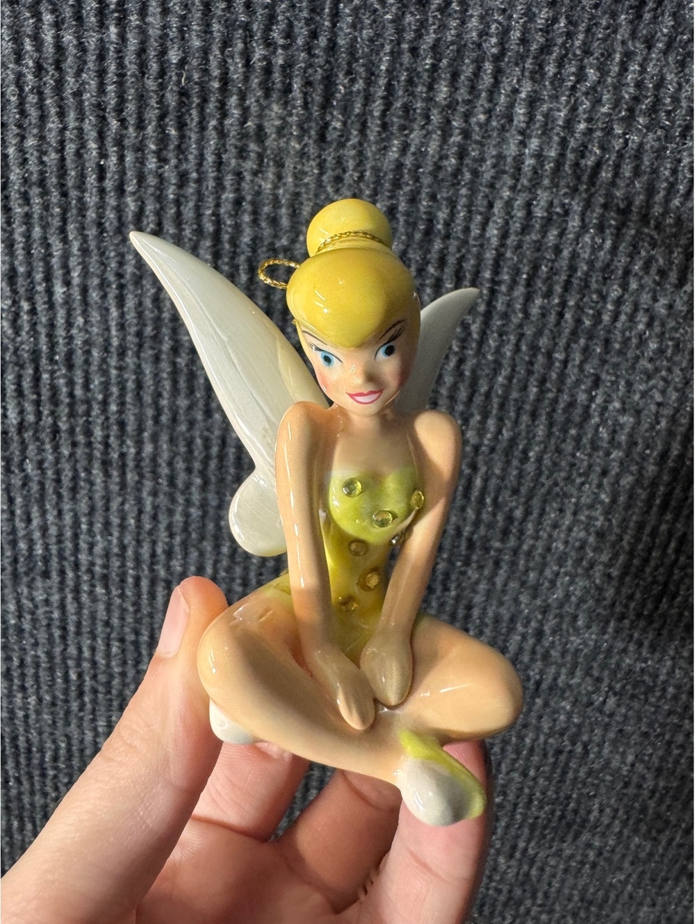 Vintage Ceramic Tinker Bell Figurine with Rhinestone Accents